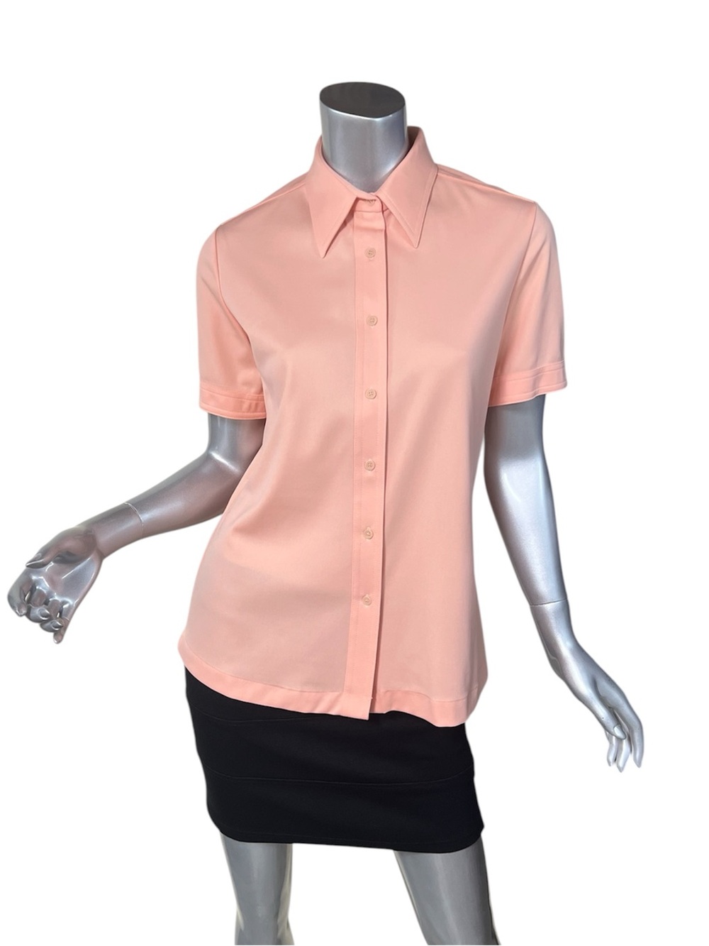 Vintage 70’s Sears Perma Prest Button Up Short Sleeve Shirt Peach Women’s 16